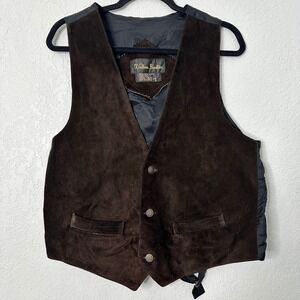 Vintage 70s Western Frontier Brown Suede Leather Vest LGE men's‎ cowboy farmcore